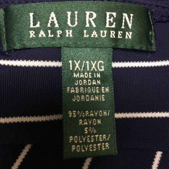 Ralph Lauren Navy Stripe Boatneck Knit Top 1X - Picture 4 of 6